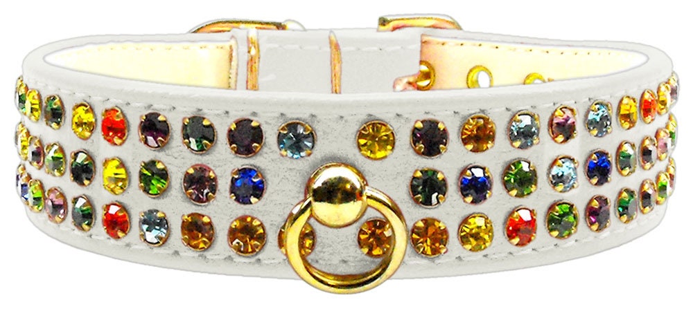 Dog, Puppy & Pet Collar, "Mardi Gras Three Row Confetti Jewel Set"
