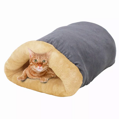 GOOPAWS 4 in 1 Self Warming Burrow Cat Bed, Pet Hideway Sleeping Cuddle Cave