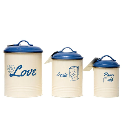 Country Living Pet Treat Storage Canister – Dog Treat Canister, Elegant & Stylish Organization – French Blue (Set of 3)