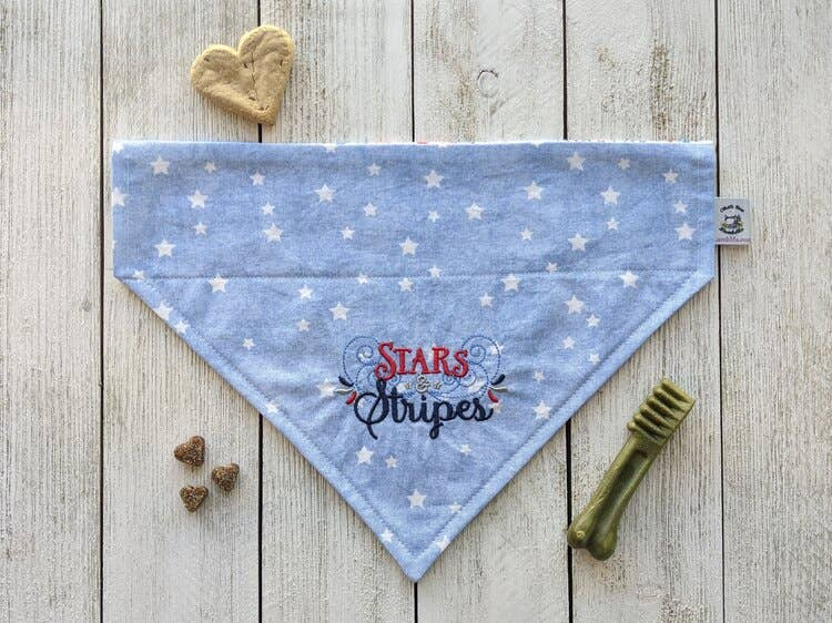 Embroidered Print - Traditional Tie-Around Dog Bandana