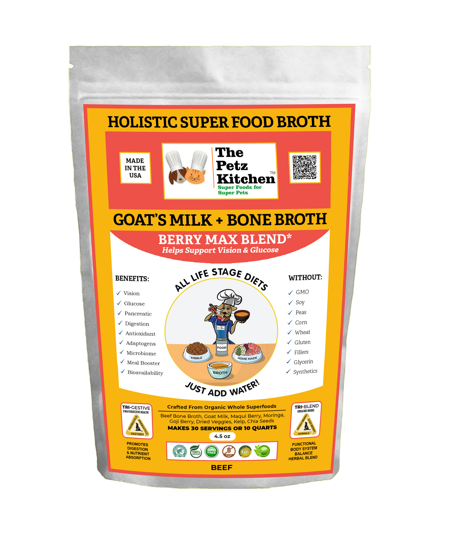 Goats Milk + Bone Broth Berry Max Antioxidant Vision & Glucose Support Broth* The Petz Kitchen Dog & Cat Holistic Super Foods*