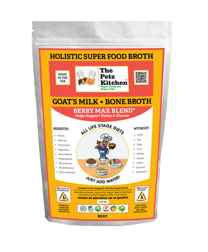 Goats Milk + Bone Broth Berry Max Antioxidant Vision & Glucose Support Broth* The Petz Kitchen Dog & Cat Holistic Super Foods*