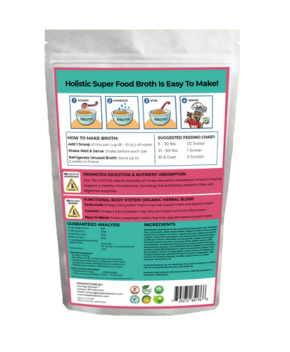 Goats Milk & Bone Broth Protein Max Blend* Stress, Gland, Joint & Immune Support* The Petz Kitchen  Broth