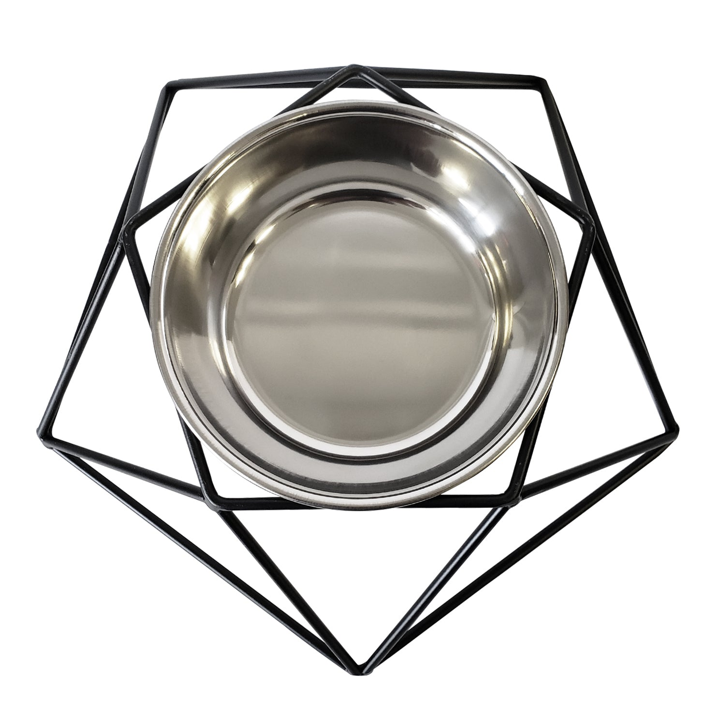 Modern Geo Black Elevated Single Dog Feeder