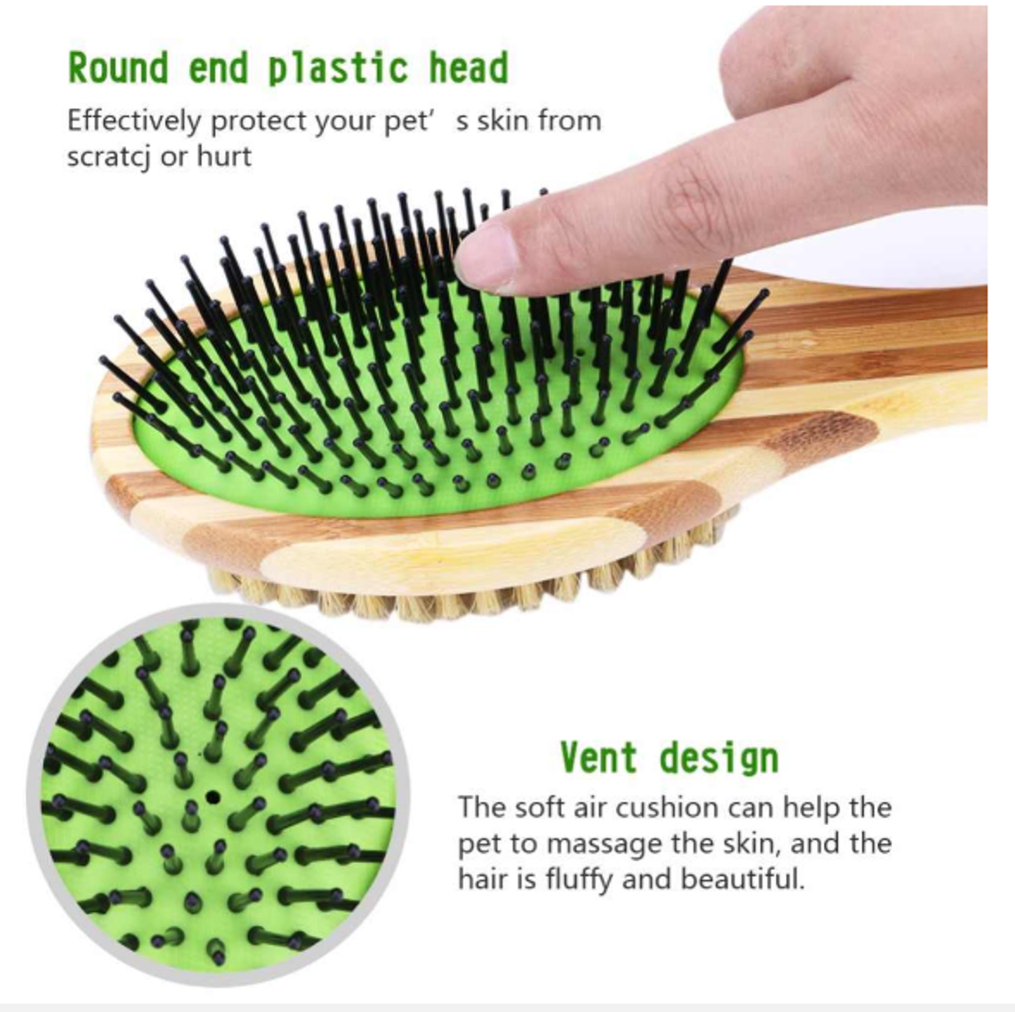 Dual Sided Dog Bamboo Grooming Brush