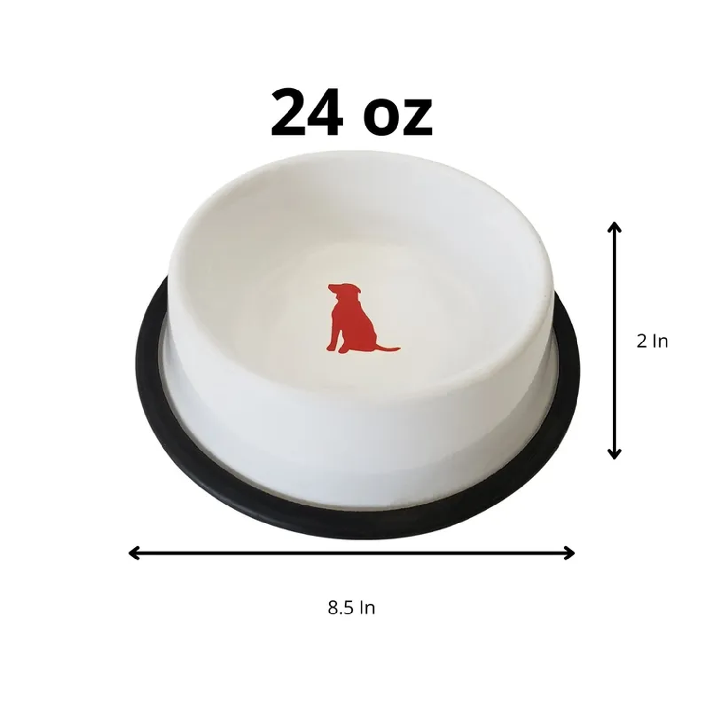 Non Skid White Bowl With Red Dog Design 24 oz