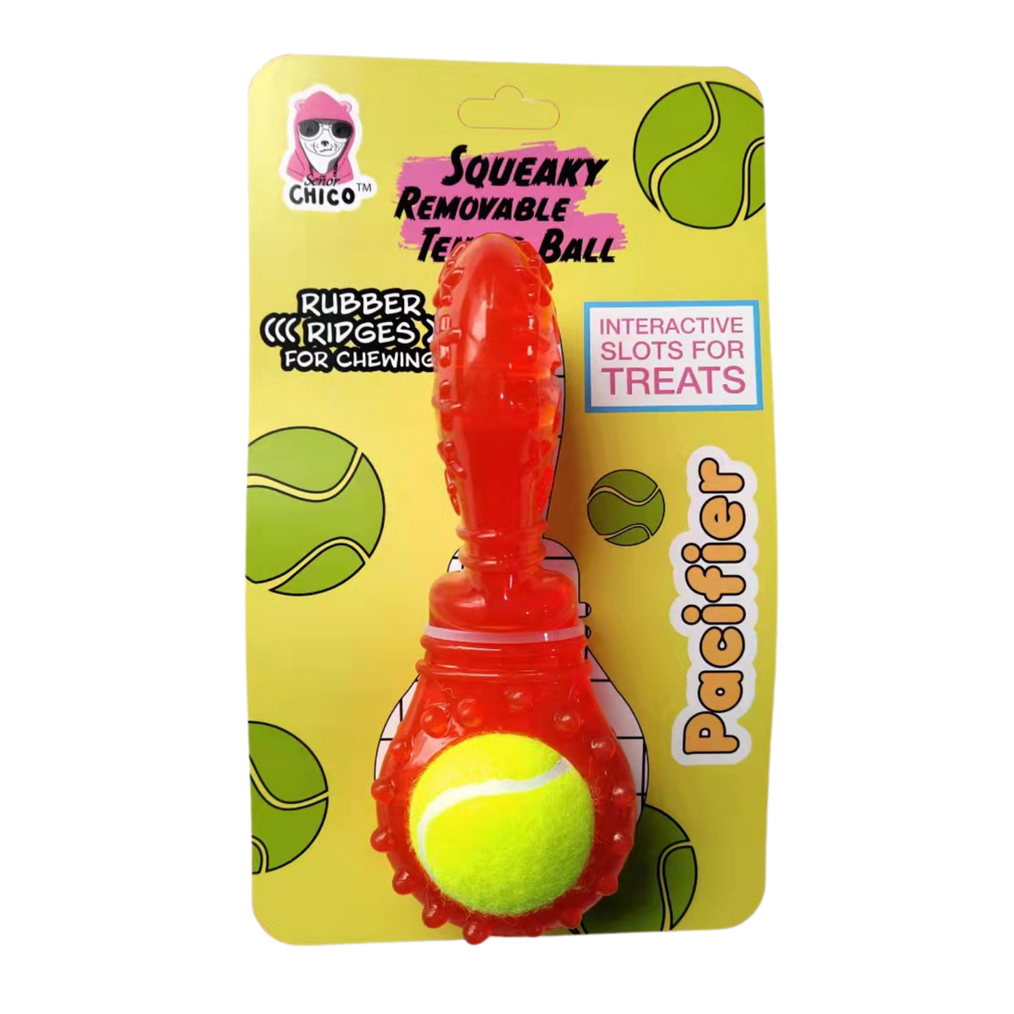 Eco-Friendly Squeaky TPR Tennis Ball Dog Toy with Treat Fill