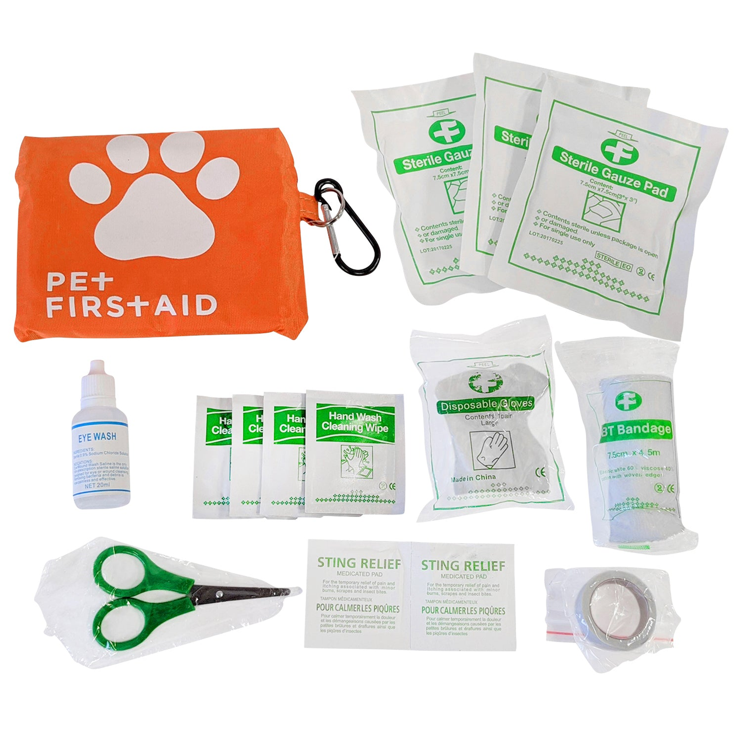 Travel Pet First Aid Kit with Carabiner