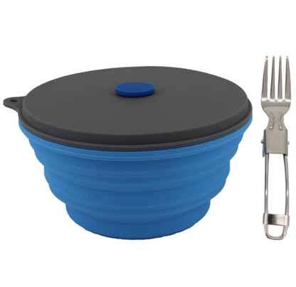 Mr. Peanut's Collapsible Silicone Camping Bowl with Lid & Foldable Fork