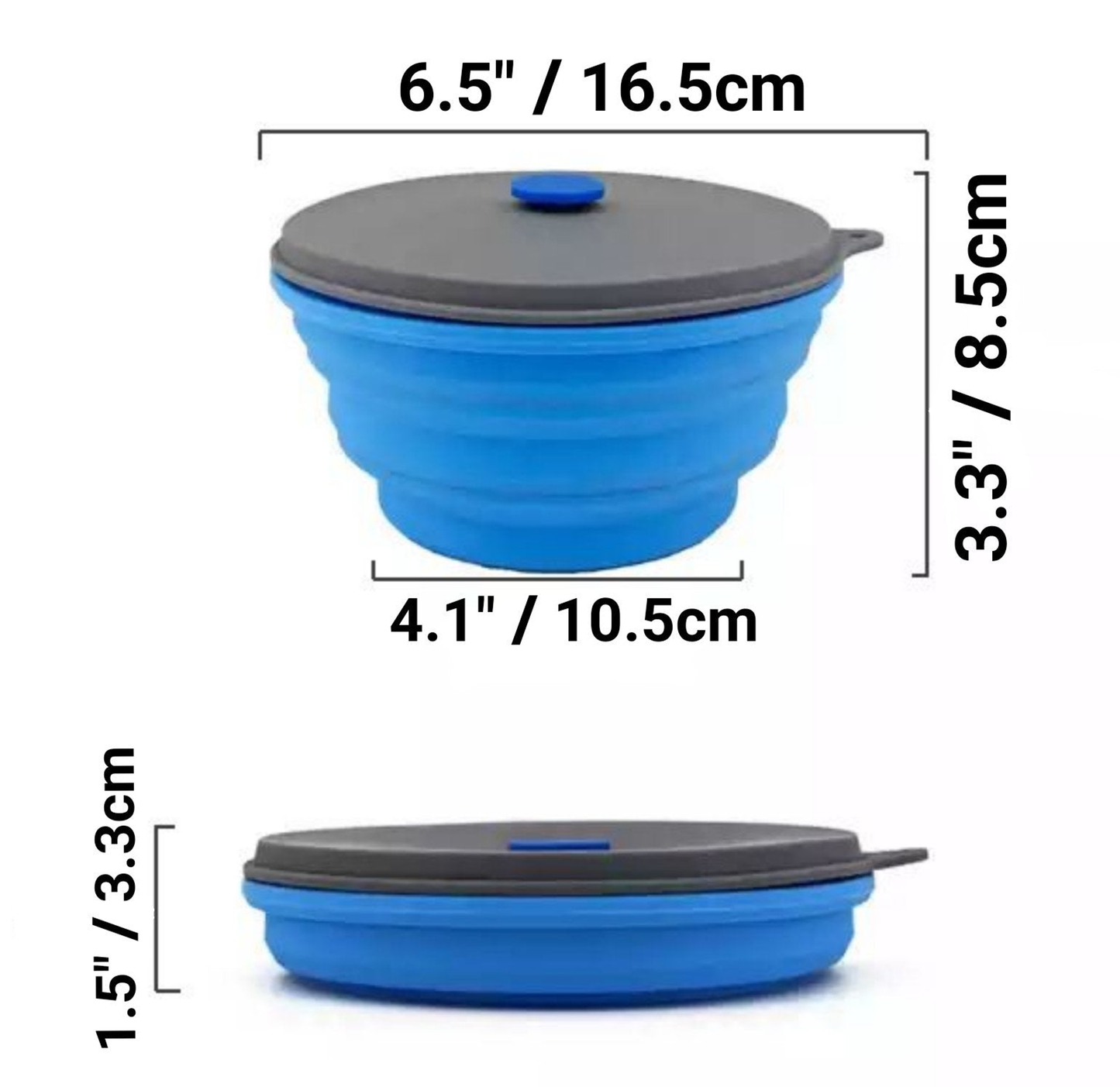 Mr. Peanut's Collapsible Silicone Camping Bowl with Lid & Foldable Fork