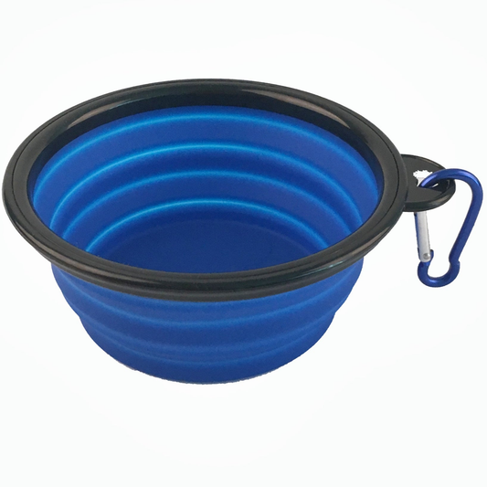 Single Blue Silicone Collapsible Travel Bowl