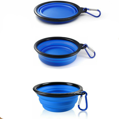 Single Blue Silicone Collapsible Travel Bowl