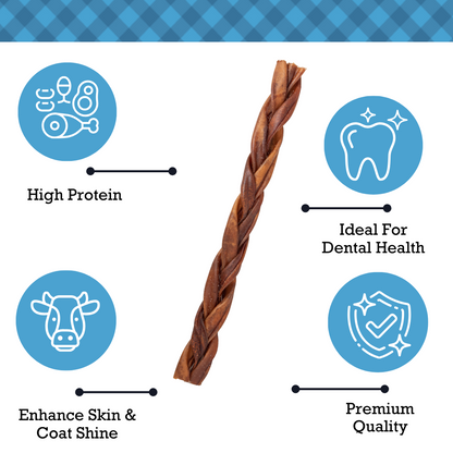 Country Living Braided Collagen Sticks - Premium All-Natural Dog Treats, Long-Lasting Chew Snacks for Oral Health, High in Protein, Grain-Free - 12" Thick (10-Pack)