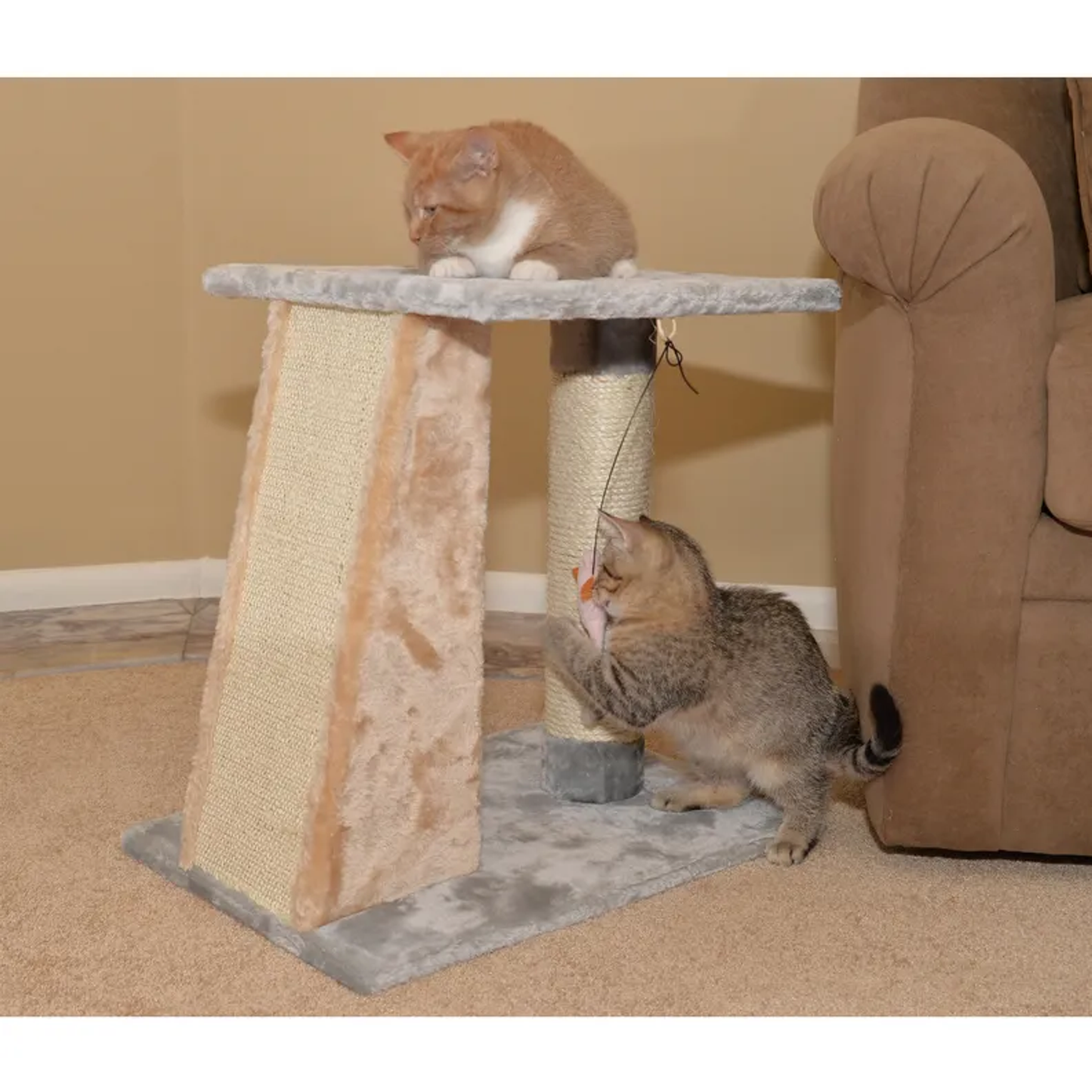 Armarkat  2 Level Platform Scratcher Real Wood Cat Post