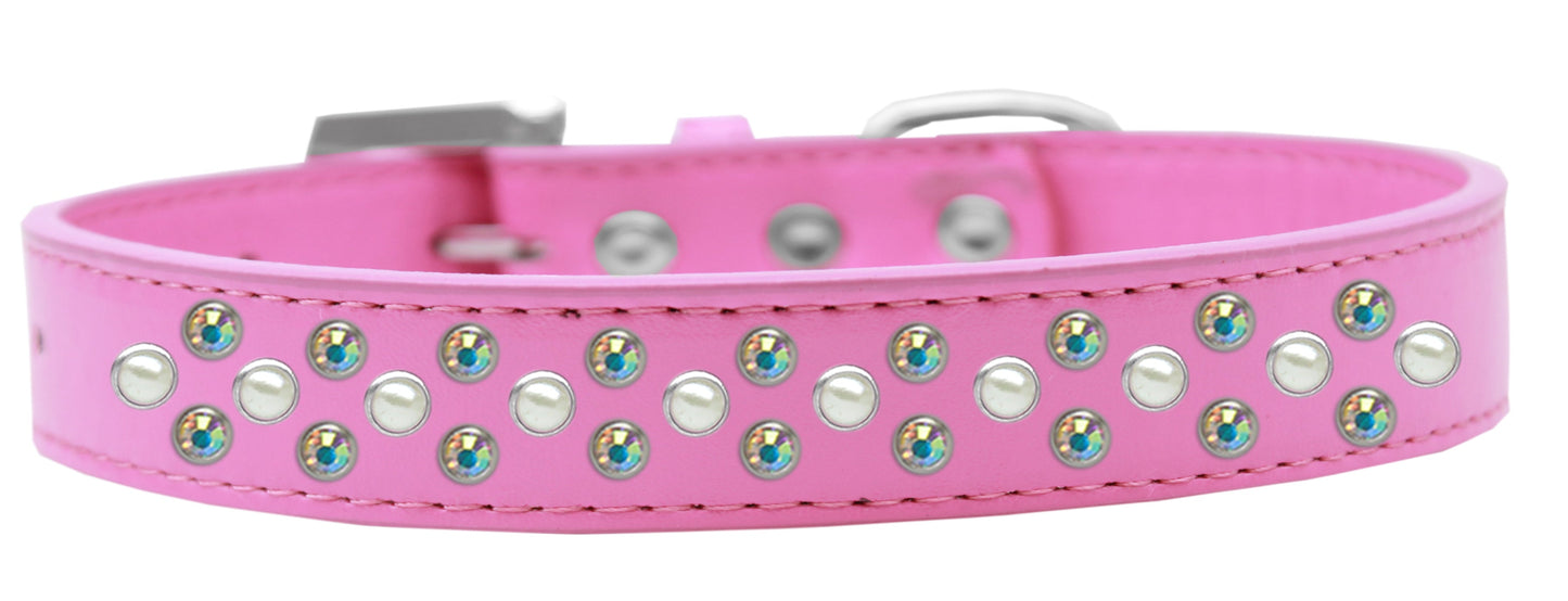 Dog, Puppy & Pet Fashion  Collar, "Pearl and Aurora Borealis Crystal Rimsets Sprinkles"