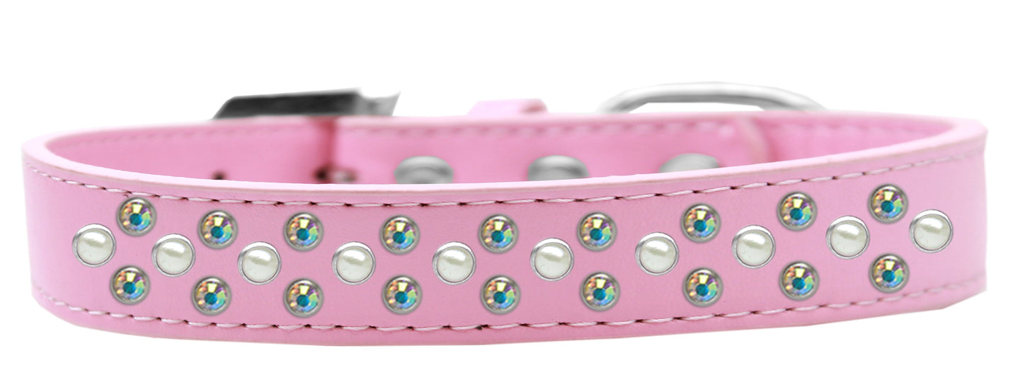 Dog, Puppy & Pet Fashion  Collar, "Pearl and Aurora Borealis Crystal Rimsets Sprinkles"