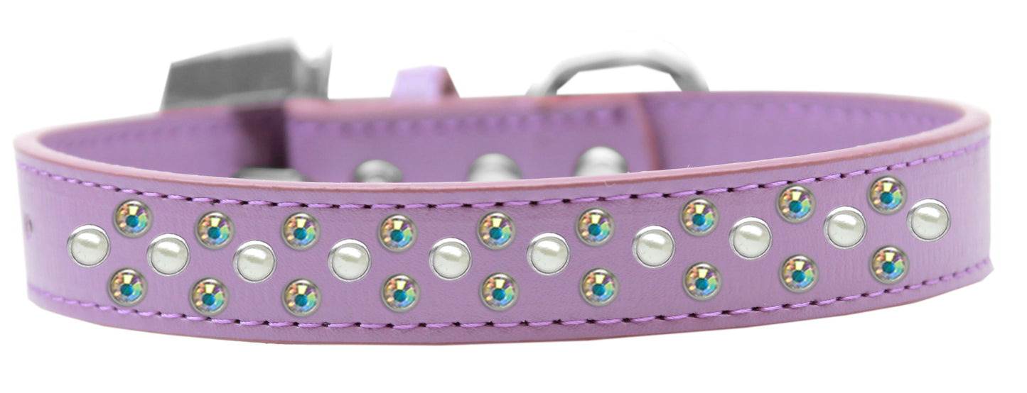 Dog, Puppy & Pet Fashion  Collar, "Pearl and Aurora Borealis Crystal Rimsets Sprinkles"