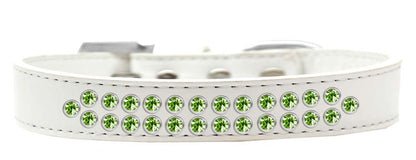 Dog, Puppy & Pet Fashion  Collar, "Two Row Lime Green Crystal Rimsets"