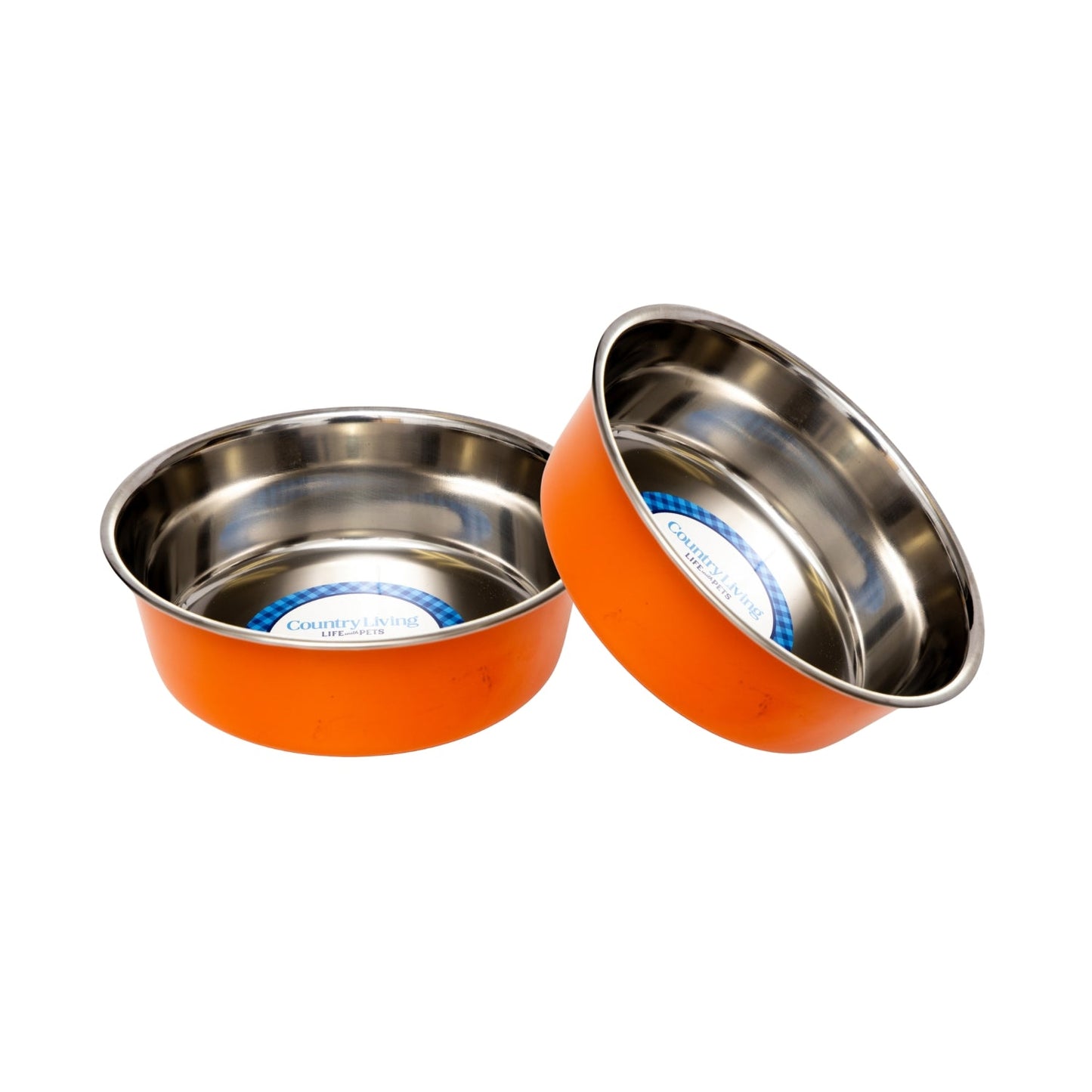 Country Living Set of 2 Heavy Gauge Stainless Steel Dog Bowls - Non-Skid, Durable & Rust-Resistant, Perfect for Food & Water