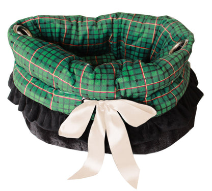 Dog, Puppy & Pet or Cat Reversible Snuggle Bugs Pet Bed, Bag, and Car Seat All-in-One, "Red or Green Plaid"