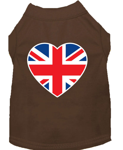 Pet Dog & Cat Shirt Screen Printed, "British Flag Heart"