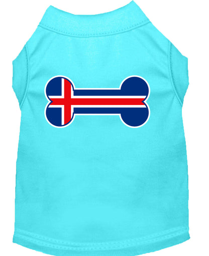 Pet Dog & Cat Shirt Screen Printed, "Bone Shaped Iceland Flag"