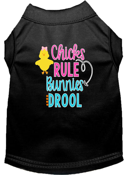 Pet Dog & Cat Shirt Screen Printed, "Chicks Rule, Bunnies Drool"