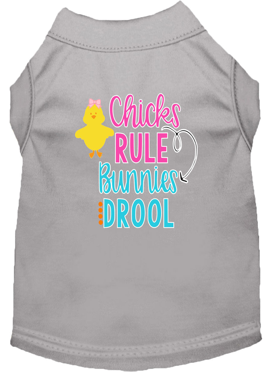 Pet Dog & Cat Shirt Screen Printed, "Chicks Rule, Bunnies Drool"