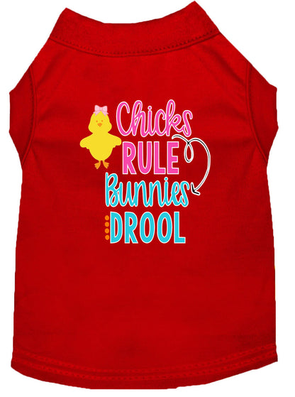 Pet Dog & Cat Shirt Screen Printed, "Chicks Rule, Bunnies Drool"