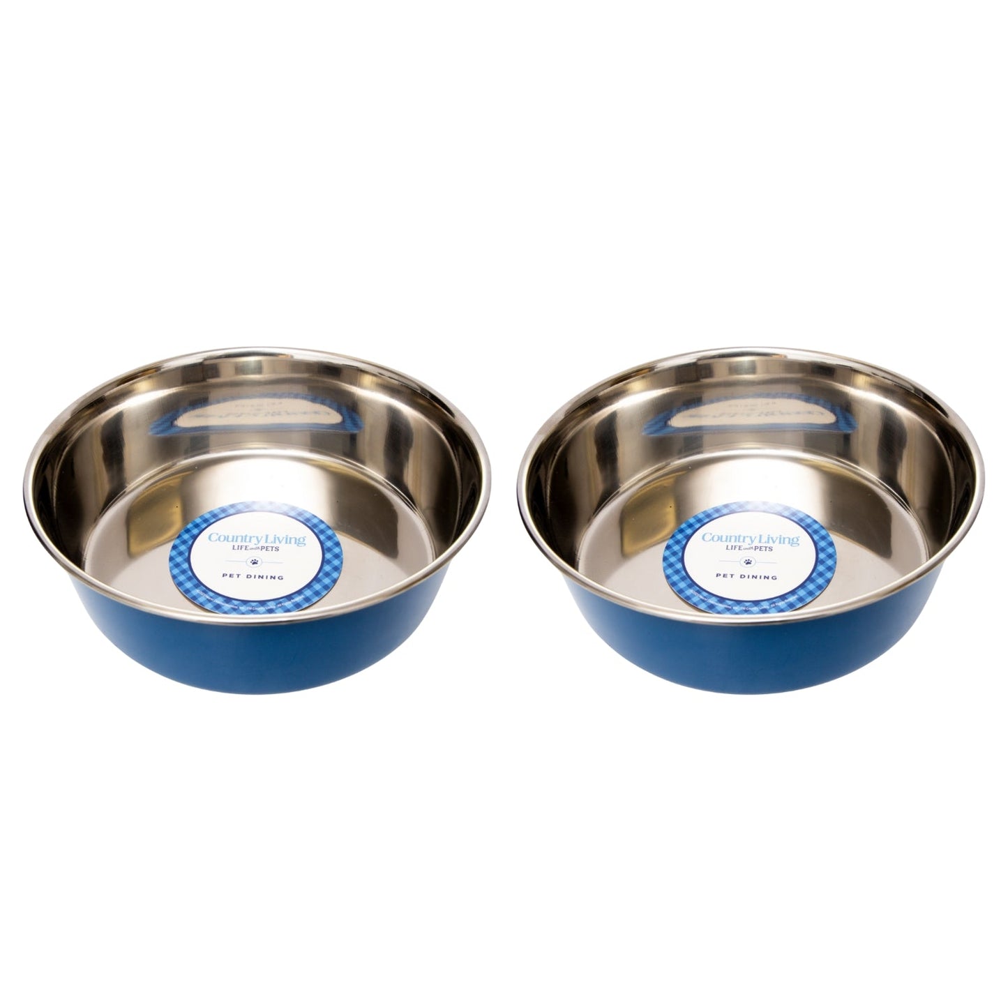 Country Living Set of 2 Heavy Gauge Stainless Steel Dog Bowls - Non-Skid, Durable & Rust-Resistant, Perfect for Food & Water