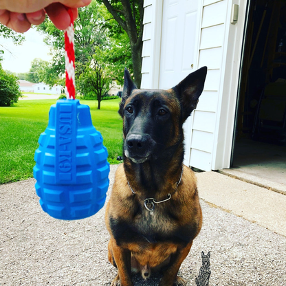 USA-K9 Grenade Durable Rubber Chew Toy, Treat Dispenser, Reward Toy, Tug Toy, and Retrieving Toy