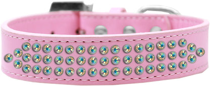 Dog, Puppy & Pet Fashion  Collar, "Three Row Aurora Borealis Crystal Rimsets"