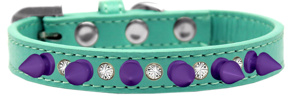 Pet and Dog Spike Collar, "Clear Crystals & Purple Spikes”