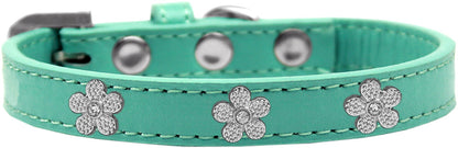 Dog, Puppy & Pet Widget Fashion  Collar, "Silver Flower"