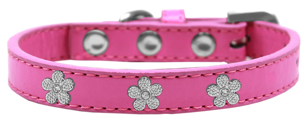 Dog, Puppy & Pet Widget Fashion  Collar, "Silver Flower"