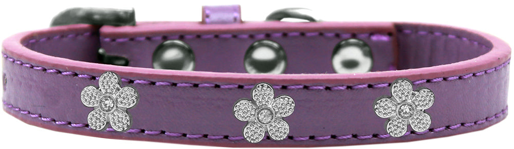 Dog, Puppy & Pet Widget Fashion  Collar, "Silver Flower"