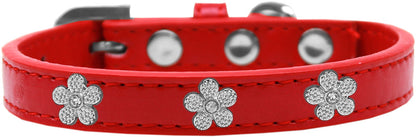 Dog, Puppy & Pet Widget Fashion  Collar, "Silver Flower"