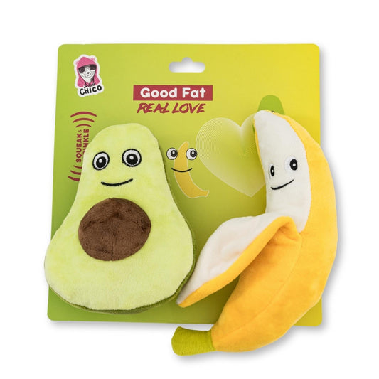 Avocado & Banana Squeaker Dog Chew Toy Gift Set – Plush Dog Toy with Durable Texture for Engaging Play and Cuddles