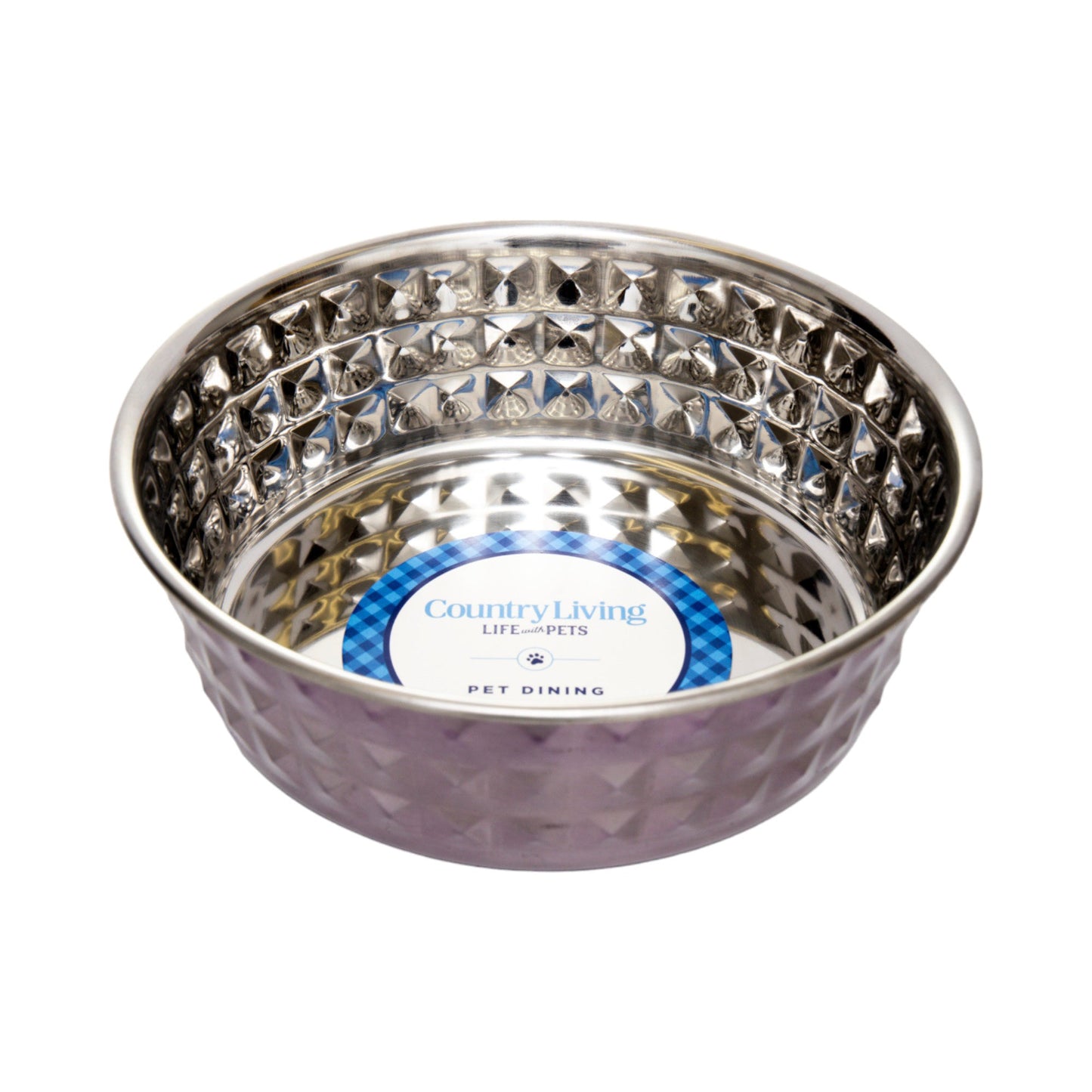 Country Living Set of 2 Hammered Stainless Steel Eco Dog Bowls - Durable & Stylish, Eco-Conscious Feeding Solution for Pets, Ideal for Medium Sized Dogs – Lavender