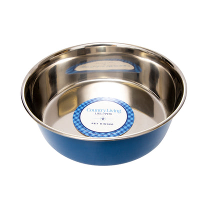 Country Living Set of 2 Heavy Gauge Stainless Steel Dog Bowls - Non-Skid, Durable & Rust-Resistant, Perfect for Food & Water