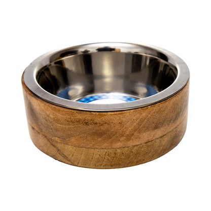 Country Living Eco-Friendly Mango Wood Dog Bowl, Stainless Steel Pet Feeder, Durable & Stylish Dish, Available in 3 Sizes, Sustainable Dog Feeding Solution