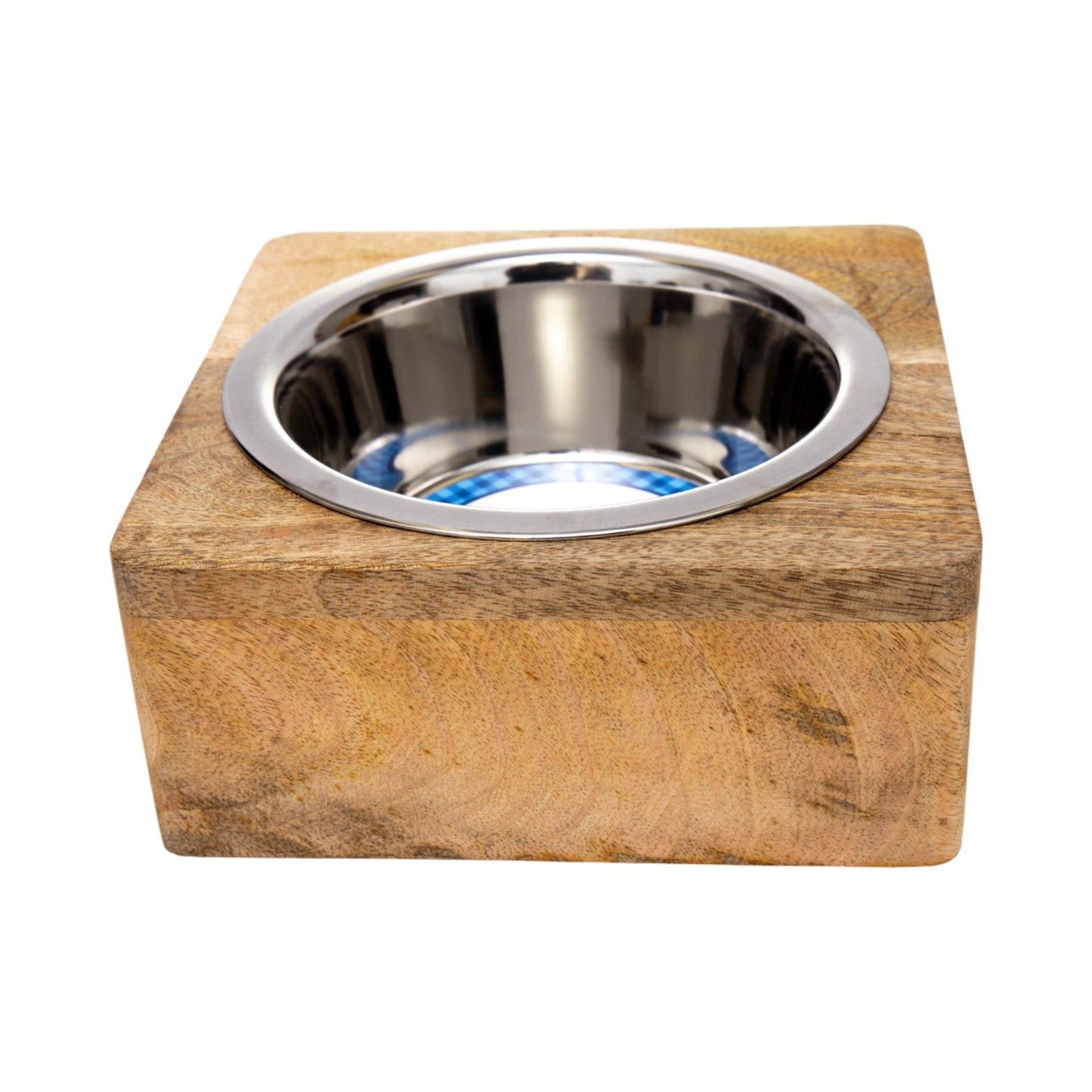 Country Living Elegant Stainless Steel Dog Bowl with Mango Wood Holder - Perfect for Modern Pet Homes – (1 Quart)