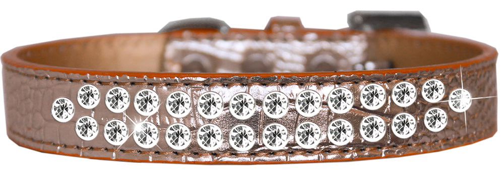 Dog, Puppy & Pet Designer Croc Collar, "Two Row Clear Crystal Rimsets"