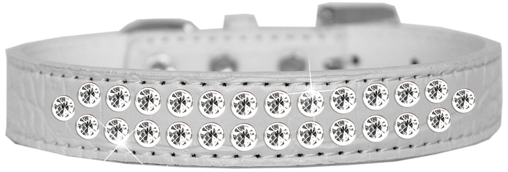 Dog, Puppy & Pet Designer Croc Collar, "Two Row Clear Crystal Rimsets"