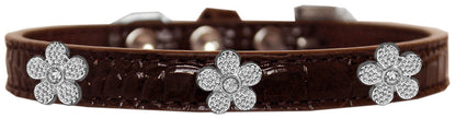 Dog, Puppy & Pet Designer Croc Widget Collar, "Silver Flowers"