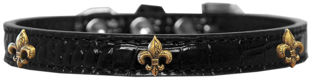 Dog, Puppy & Pet Designer Croc Widget Collar, "Bronze Fleur De Lis"