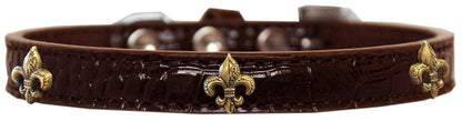 Dog, Puppy & Pet Designer Croc Widget Collar, "Bronze Fleur De Lis"