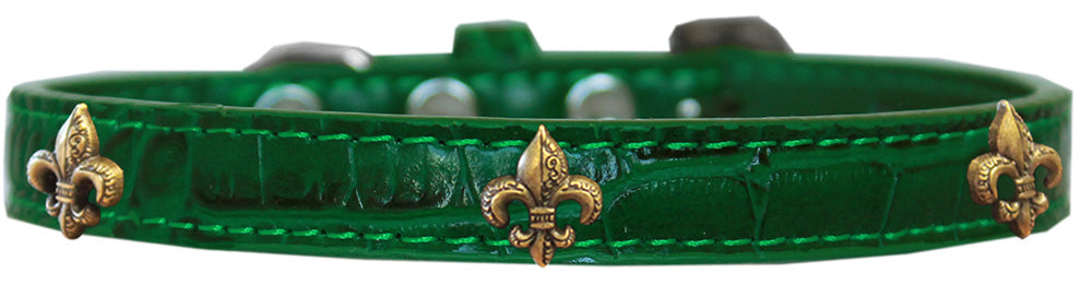 Dog, Puppy & Pet Designer Croc Widget Collar, "Bronze Fleur De Lis"