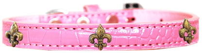 Dog, Puppy & Pet Designer Croc Widget Collar, "Bronze Fleur De Lis"