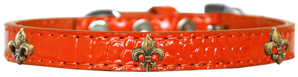 Dog, Puppy & Pet Designer Croc Widget Collar, "Bronze Fleur De Lis"